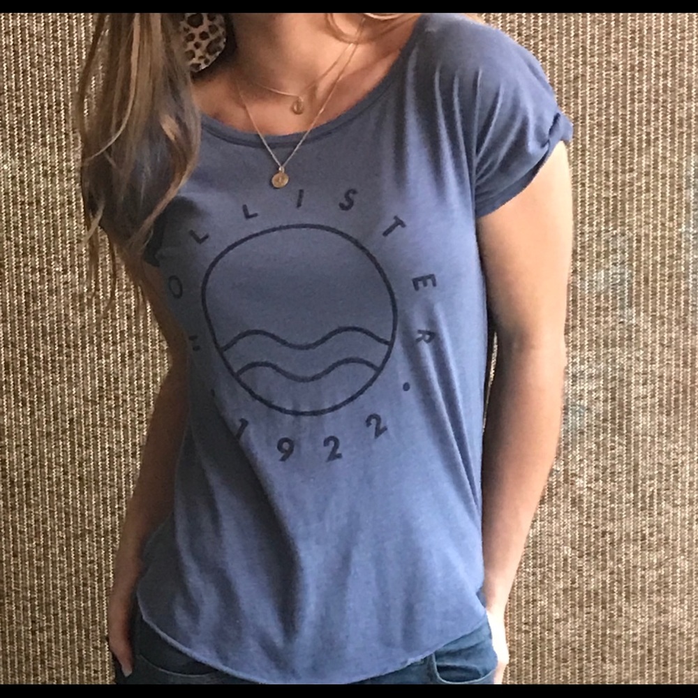 Hollister steel blue logo tee